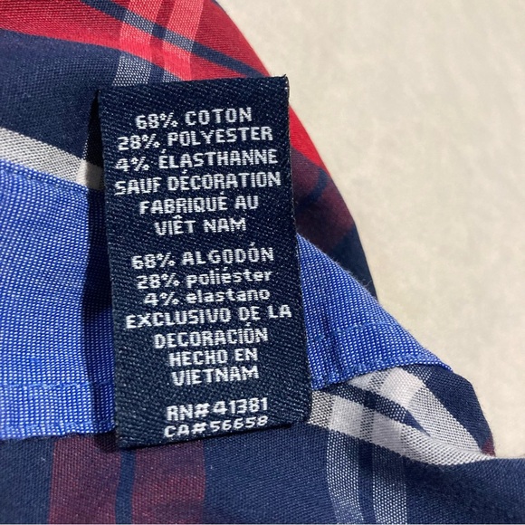 CHAPS Red, White, & Blue Button Down Long Sleeve Shirt | Stretch Easy Care - Picture 8 of 14